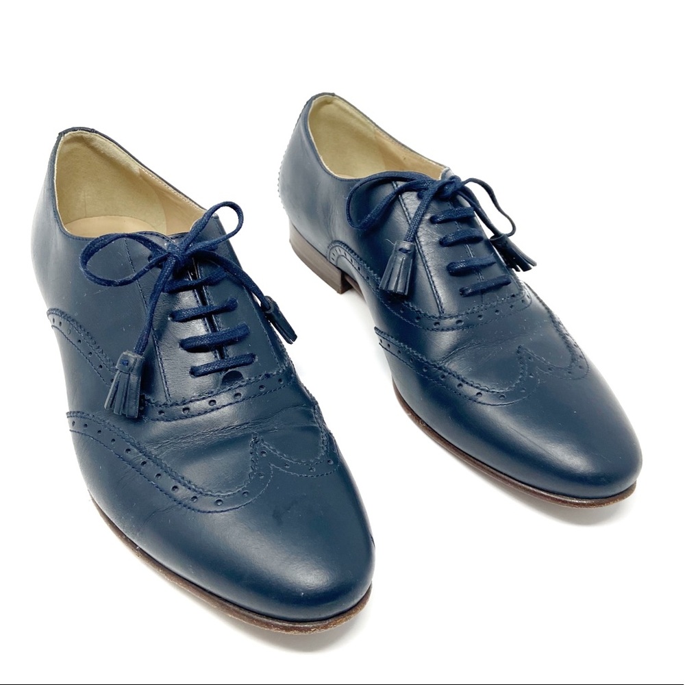 J. Crew navy blue leather oxfords made in Italy